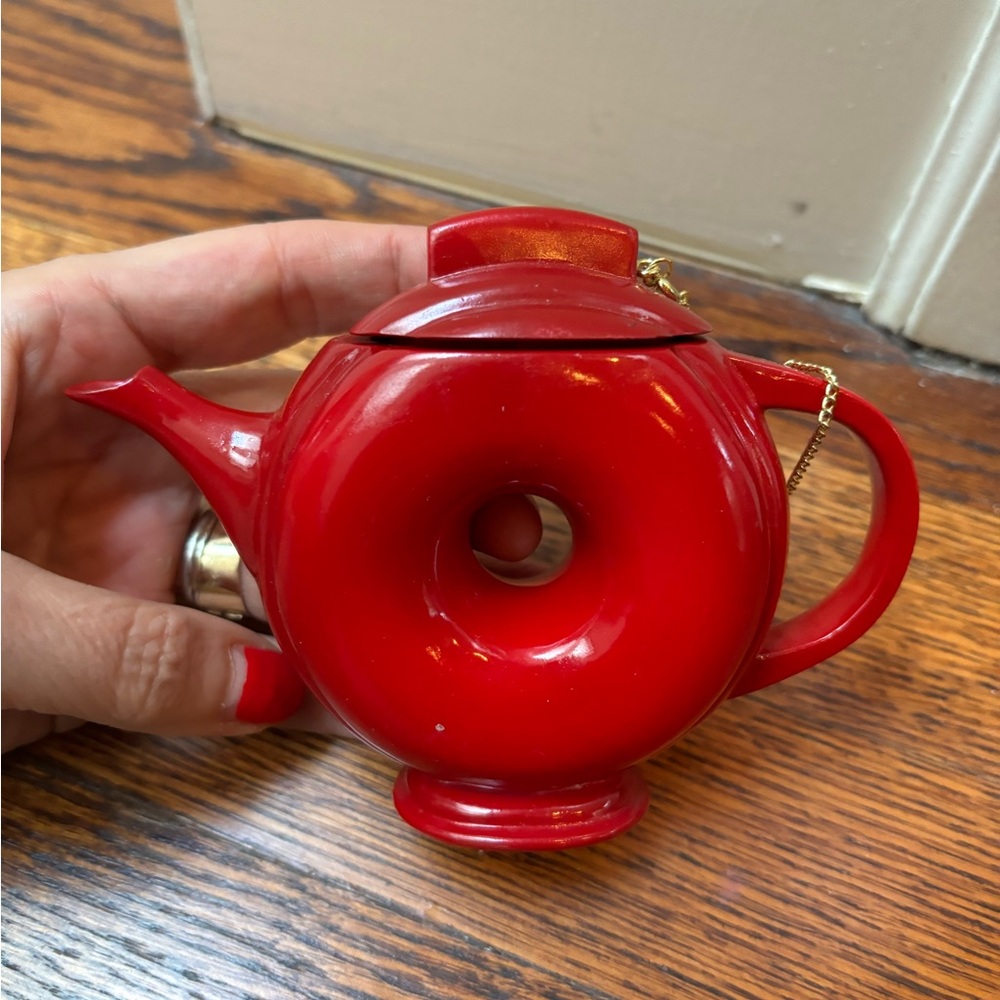 Hand painted miniature donut teapot